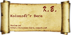 Koloszár Bere névjegykártya